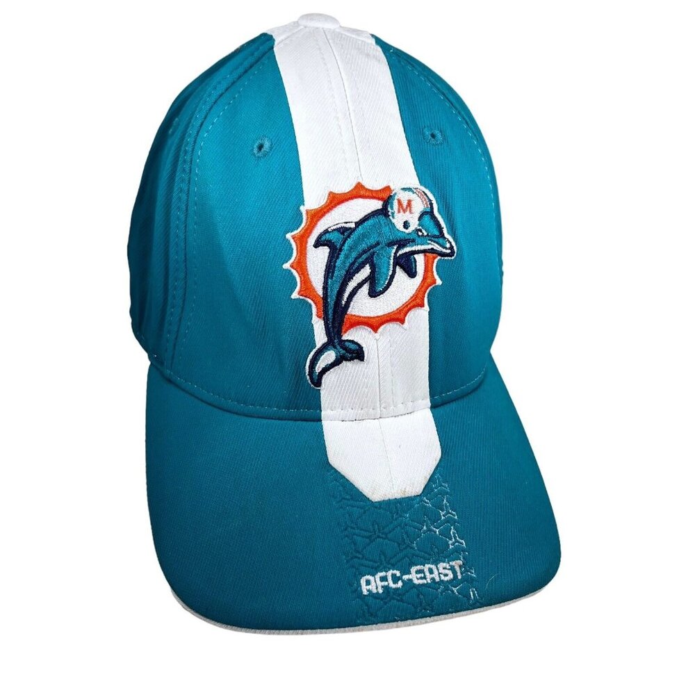 Miami Dolphins Hat Cap Reebok One Size Flex Stretch Fit Green White Stripe NFL - Picture 1 of 11